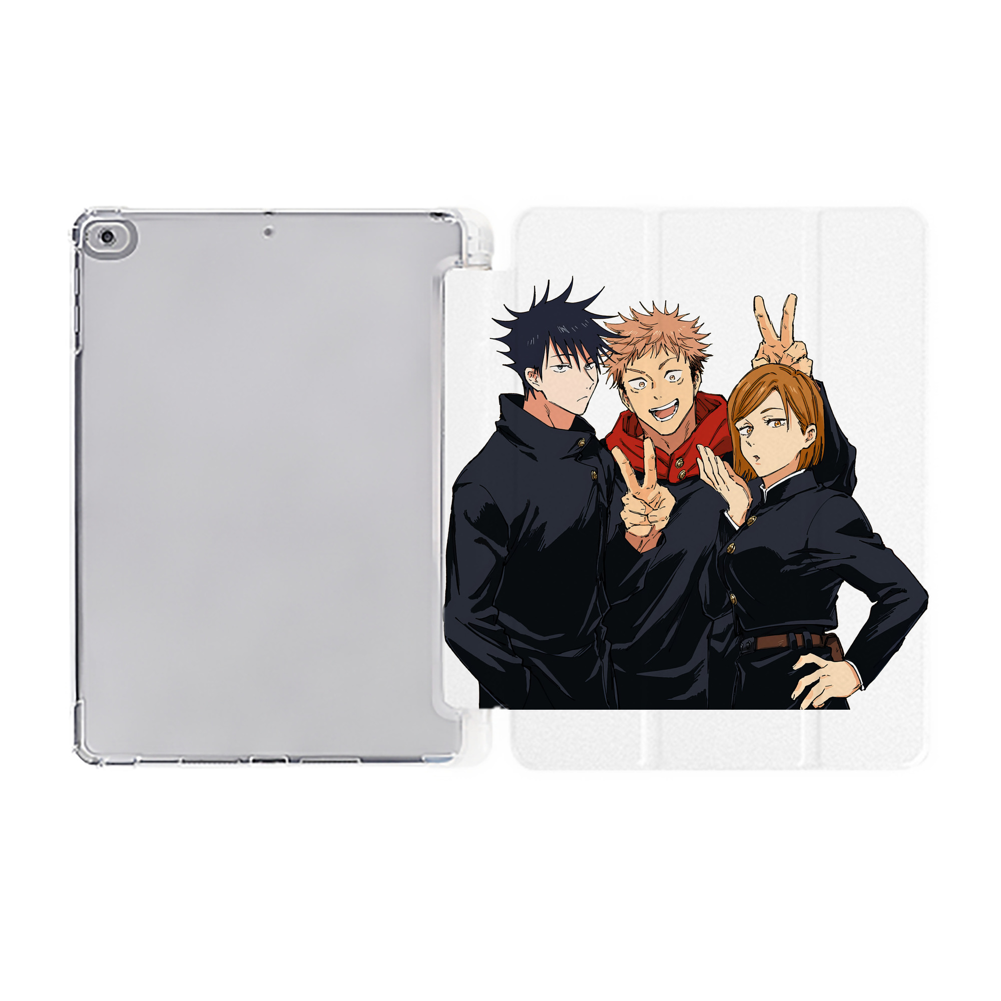 （画像用） 呪術廻戦 Jujutsu Kaisen IPad ケース ペン収納付き 三つ折りスタンド PUレザー×シリコン 対応機種9.5/10.5/10.9インチ
